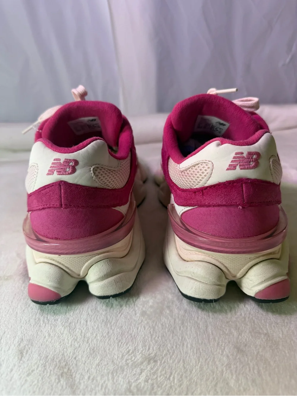 New Balance Women's Hot Pink and Cream Chunky Sneakers